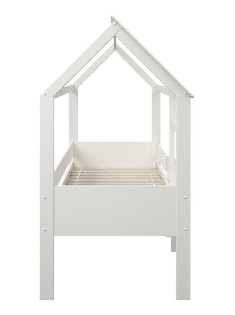 Lit cabane surélevé avec sommier pin massif et imitation bois  AMBRE Blanc - Kiabi