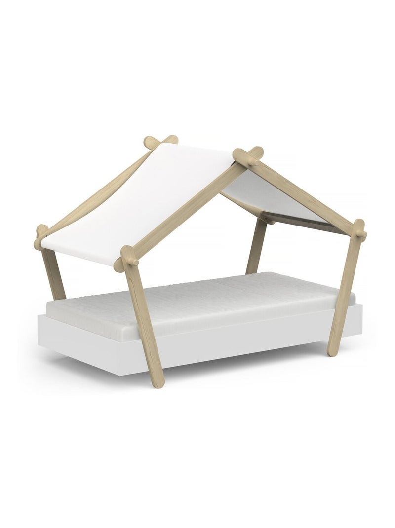 Lit cabane surélevé enfant " Lodge " - 70 x 140 cm - Blanc mat Blanc - Kiabi