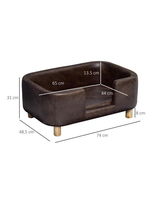 Lit canapé chien chat + coussin fourni revêtement PU chocolat - Kiabi