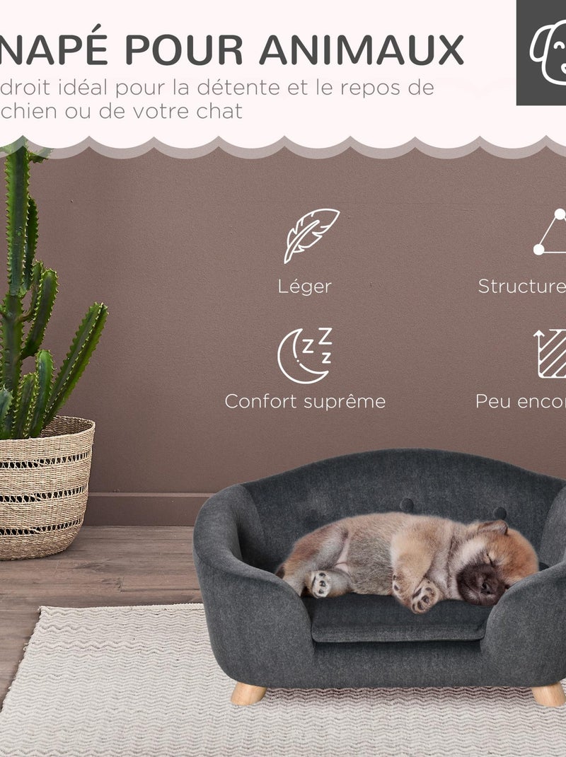 Lit canapé chien chat design scandinave avec coussin gris Gris - Kiabi