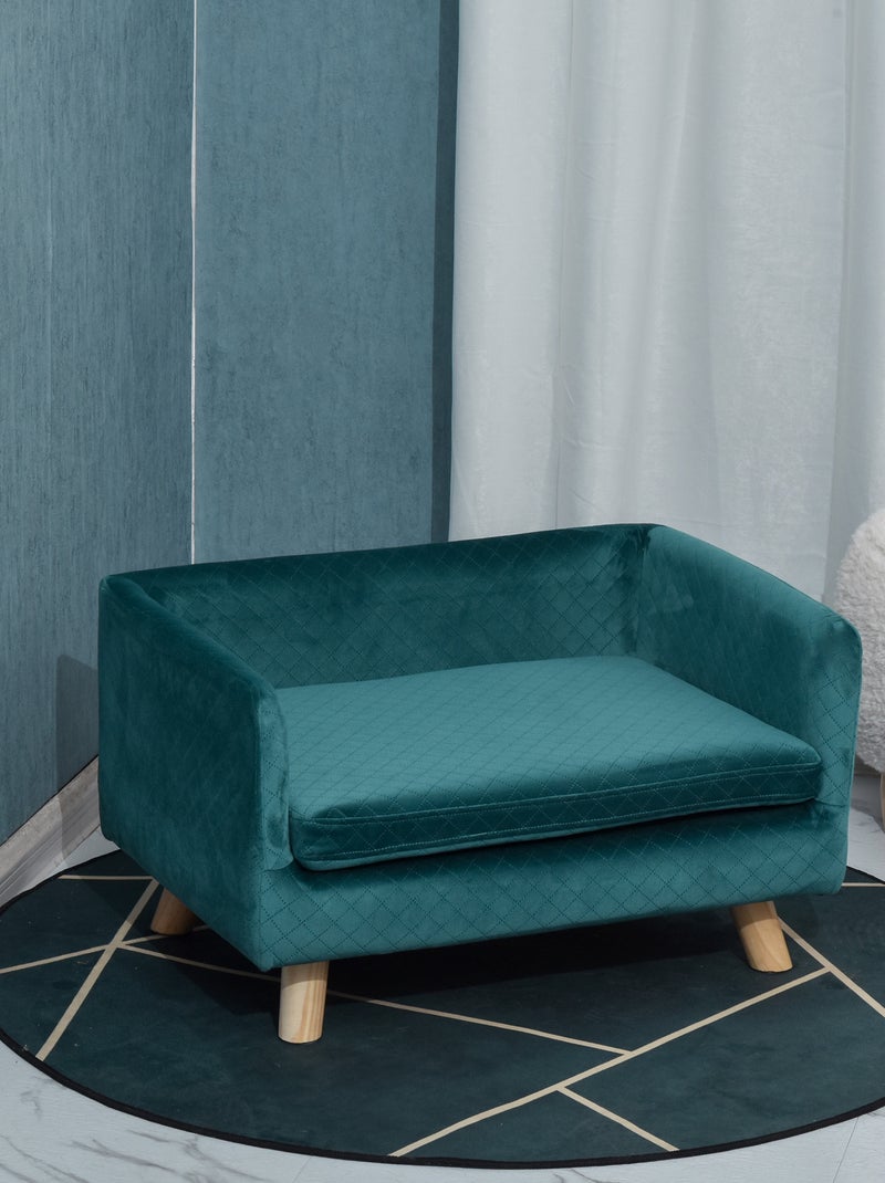 Lit canapé chien chat design scandinave + coussin fourni velours Bleu Bleu - Kiabi
