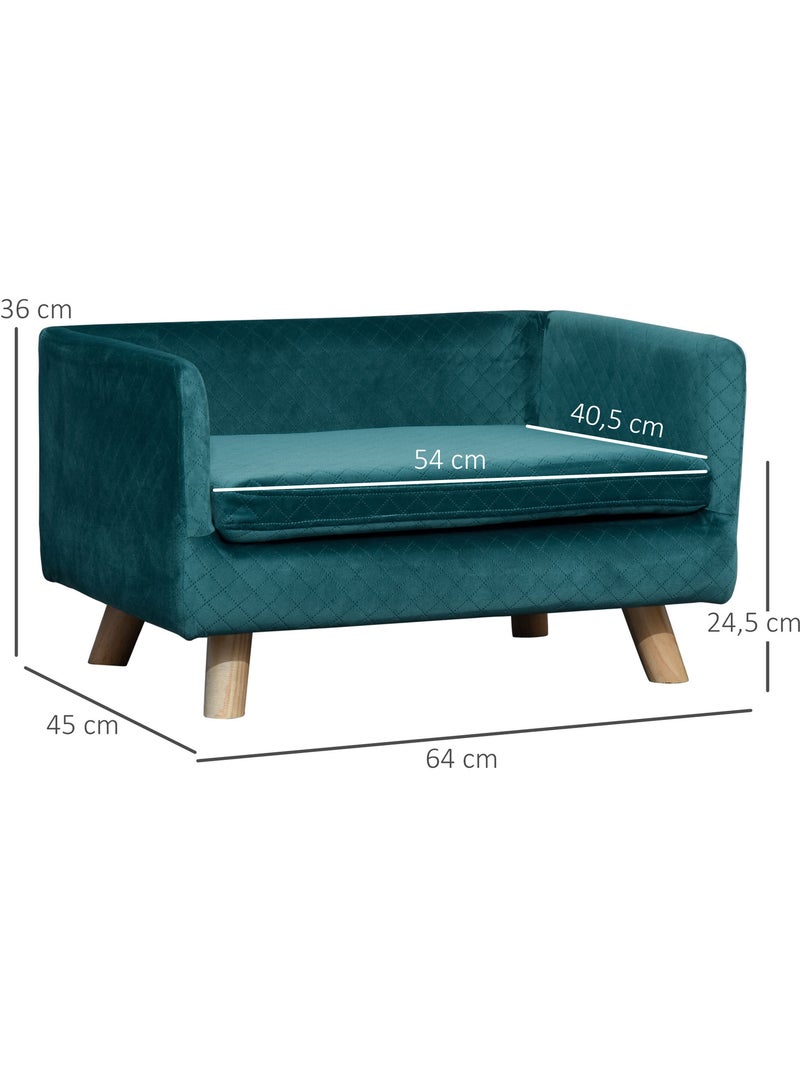 Lit canapé chien chat design scandinave + coussin fourni velours Bleu Bleu - Kiabi