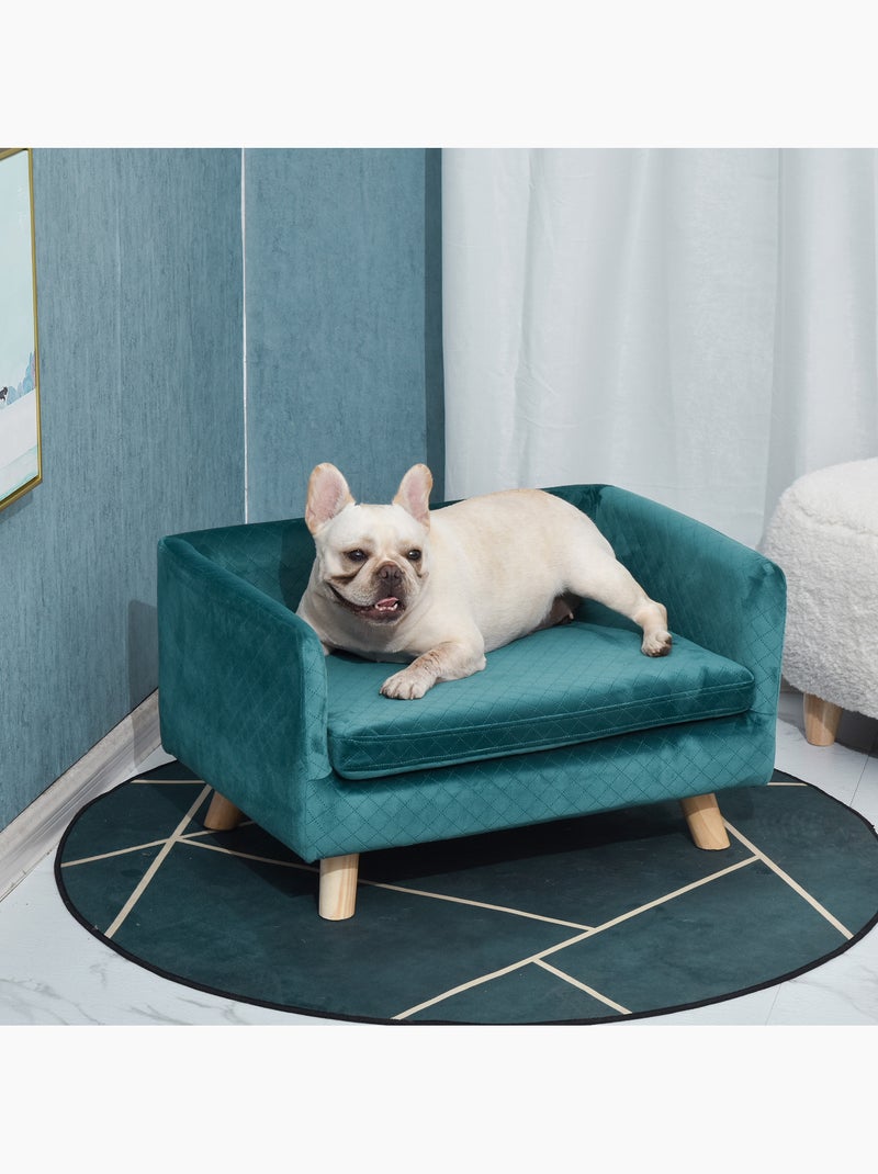 Lit canapé chien chat design scandinave + coussin fourni velours Bleu Bleu - Kiabi