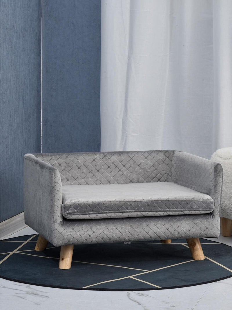 Lit canapé chien chat design scandinave + coussin fourni velours Gris - Kiabi