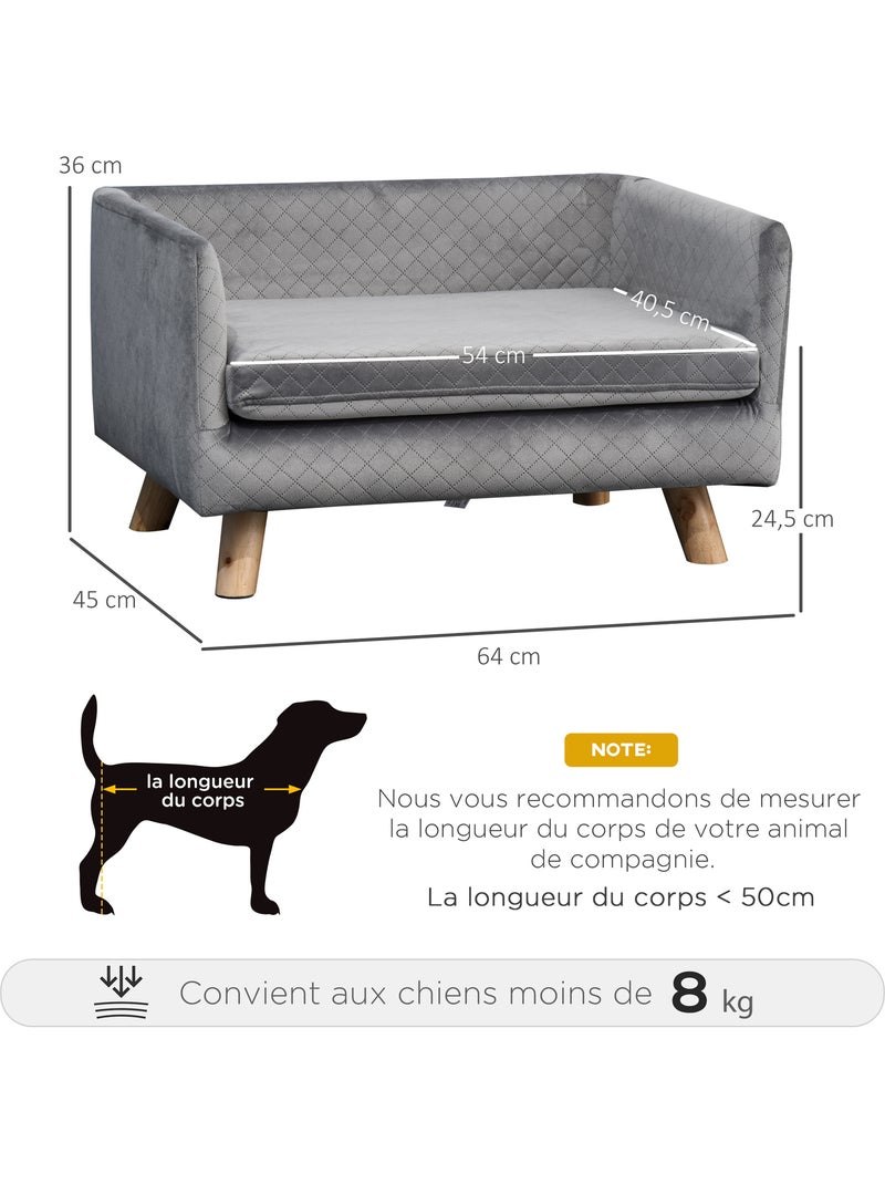 Lit canapé chien chat design scandinave + coussin fourni velours Gris - Kiabi