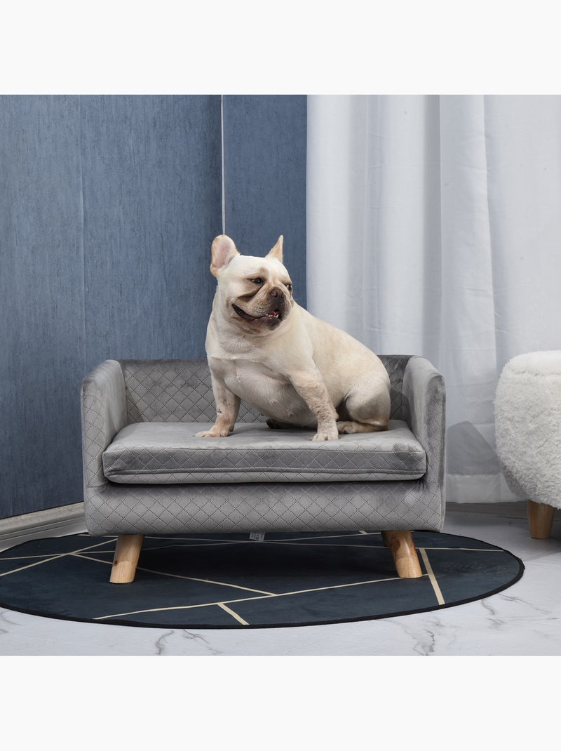 Lit canapé chien chat design scandinave + coussin fourni velours Gris - Kiabi