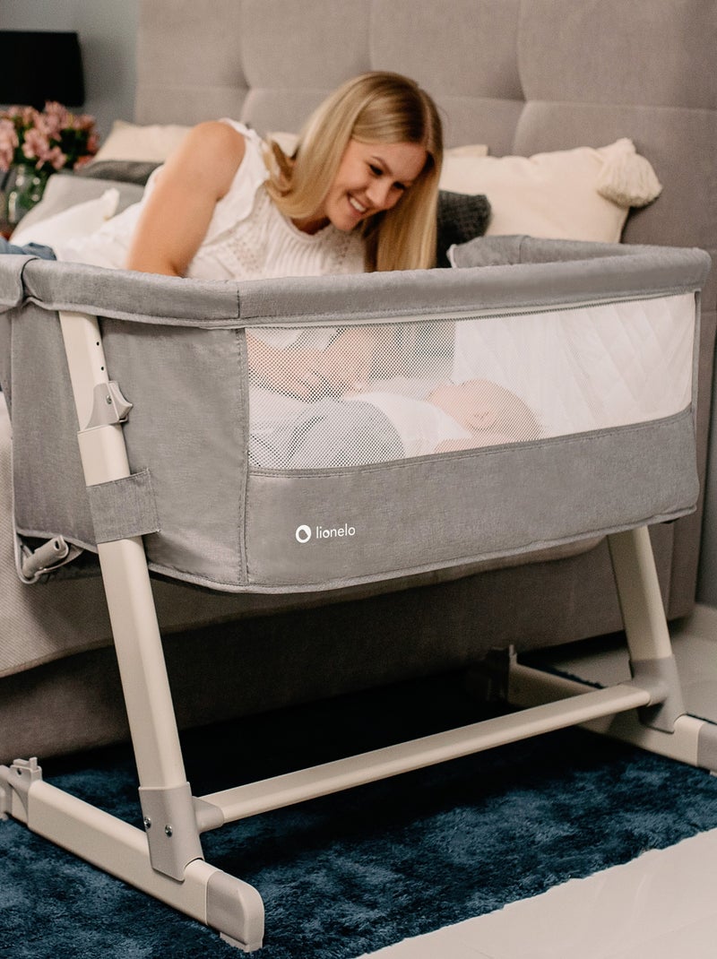 Lit cododo 2en1 LIONELO Théo - Matelas inclus - 0-9 kg - Hauteur et inclinaison réglables Gris - Kiabi