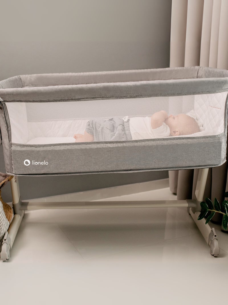 Lit cododo 2en1 LIONELO Théo - Matelas inclus - 0-9 kg - Hauteur et inclinaison réglables Gris - Kiabi
