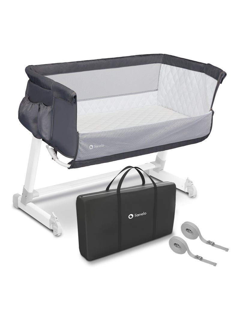 Lit cododo 2en1 LIONELO Théo - Matelas inclus - 0-9 kg - Hauteur et inclinaison réglables Gris foncé - Kiabi