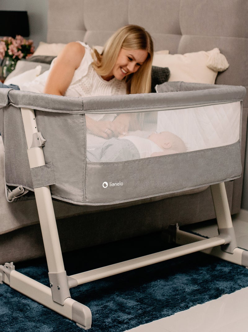 Lit cododo 2en1 LIONELO Théo - Matelas inclus - 0-9 kg - Hauteur et inclinaison réglables Gris foncé - Kiabi