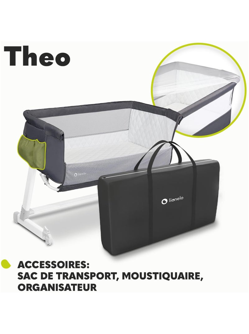 Lit cododo 2en1 LIONELO Théo - Matelas inclus - 0-9 kg - Hauteur et inclinaison réglables Gris foncé - Kiabi