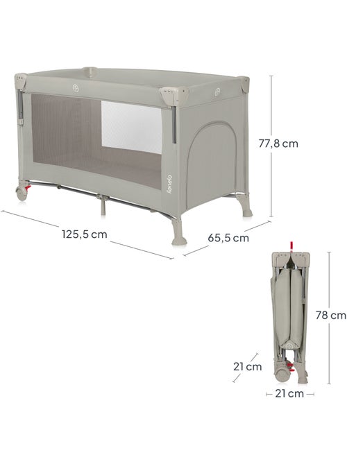 Lit cododo 3en1 LIONELO Ellen - Lit parapluie - Parc bébé - Matelas haute densité - Roulettes - Kiabi