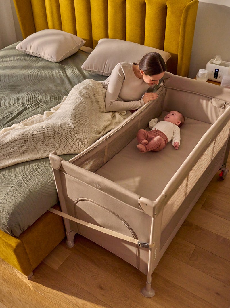 Lit cododo 3en1 LIONELO Ellen - Lit parapluie - Parc bébé - Matelas haute densité - Roulettes Gris - Kiabi