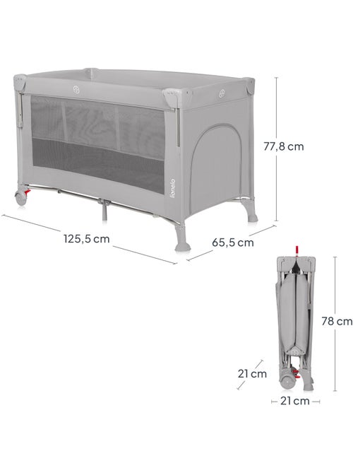 Lit cododo 3en1 LIONELO Ellen - Lit parapluie - Parc bébé - Matelas haute densité - Roulettes - Kiabi