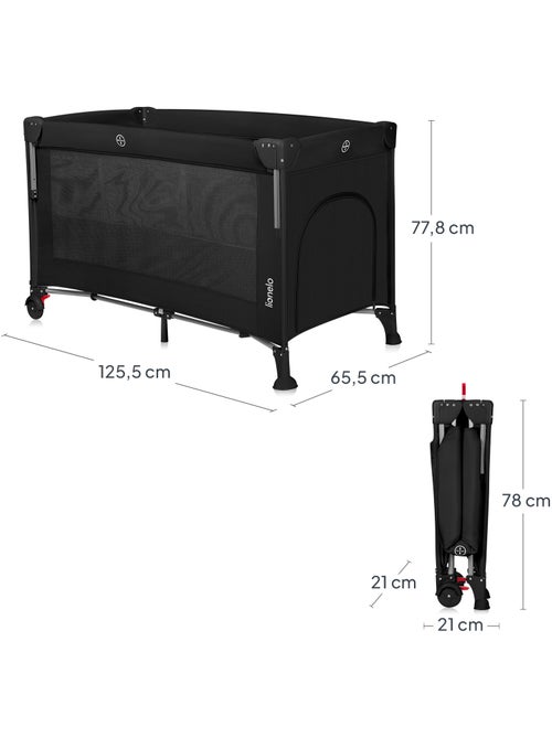 Lit cododo 3en1 LIONELO Ellen - Lit parapluie - Parc bébé - Matelas haute densité - Roulettes - Kiabi