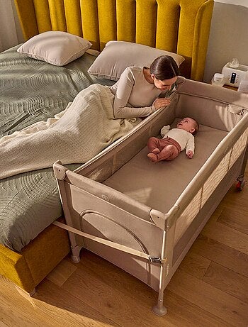 Lit cododo 3en1 LIONELO Ellen - Lit parapluie - Parc bébé - Matelas haute densité - Roulettes
