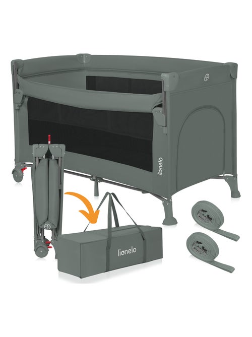 Lit cododo 3en1 LIONELO Ellen - Lit parapluie - Parc bébé - Matelas haute densité - Roulettes - Kiabi