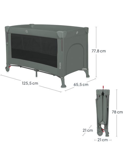 Lit cododo 3en1 LIONELO Ellen - Lit parapluie - Parc bébé - Matelas haute densité - Roulettes - Kiabi
