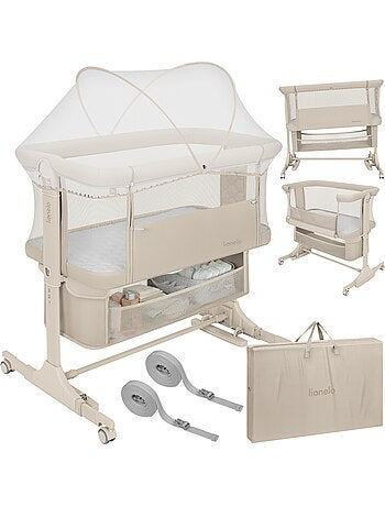 Lit cododo 3en1 LIONELO Jodie - Berceau - Réglable en hauteur et inclinaison- Matelas haute densité