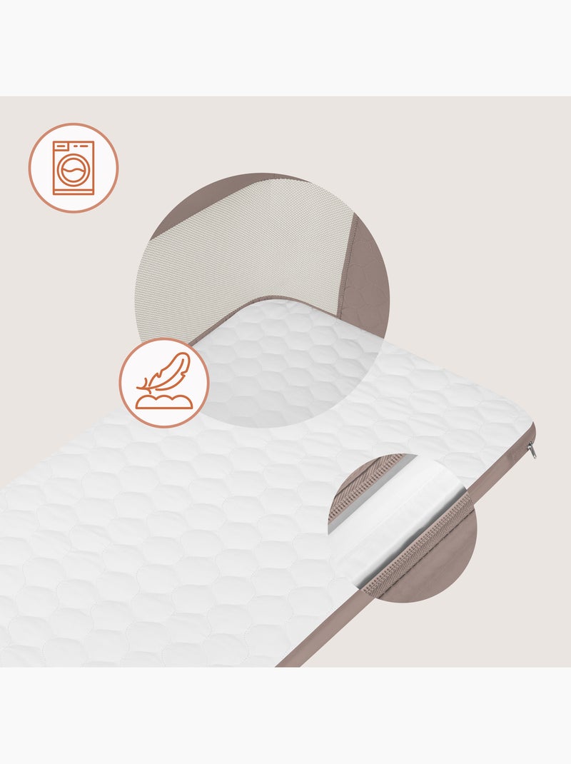 Lit cododo 3en1 LIONELO Jodie - Berceau - Réglable en hauteur et inclinaison- Matelas haute densité Taupe - Kiabi