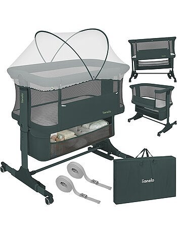 Lit cododo 3en1 LIONELO Jodie - Berceau - Réglable en hauteur et inclinaison- Matelas haute densité