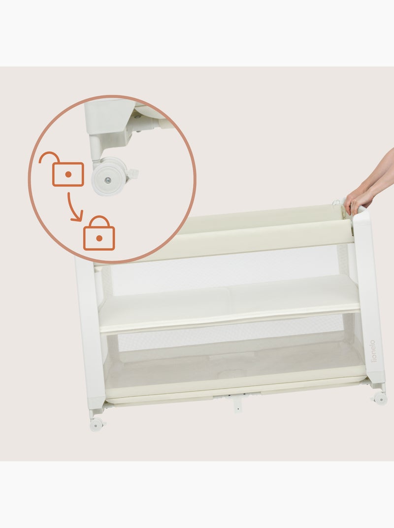 Lit cododo 5en1 LIONELO Patty - Lit parapluie - Parc - Pliable - Matelas haute densité - 4 roulettes Beige - Kiabi
