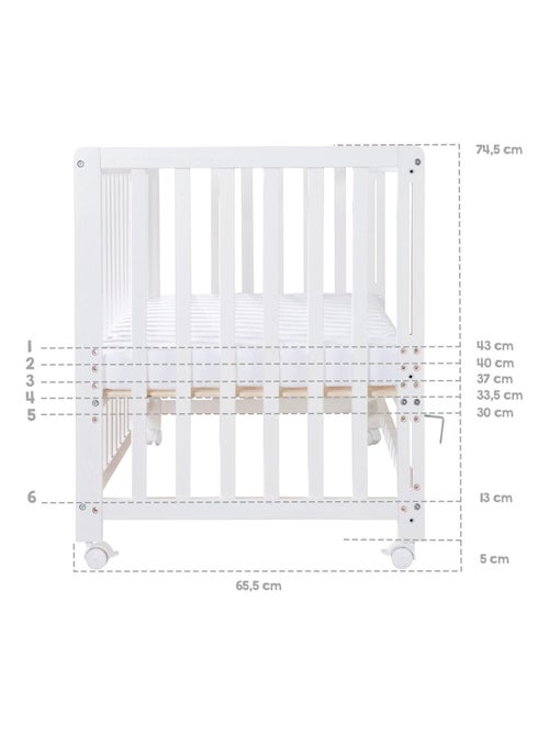 Lit cododo 60 x 120 avec literie complète et roulettes à freins ROBA - Kiabi Lit cododo 60 x 120 avec literie complète et roulettes à freins ROBA - Kiabi