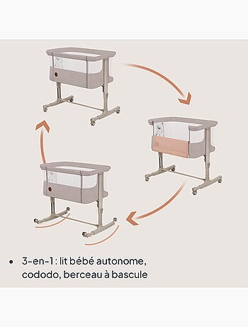 Lit cododo bébé 3en1 LIONELO Aurora - Berceau - Réglable en hauteur et inclinaison - Matelas et sac