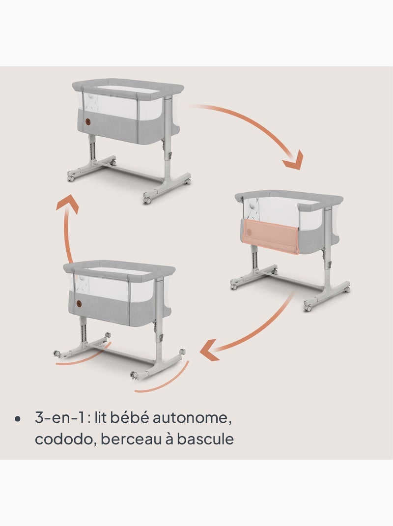 Lit cododo bébé 3en1 LIONELO Aurora - Berceau - Réglable en hauteur et inclinaison - Matelas et sac Beige clair - Kiabi
