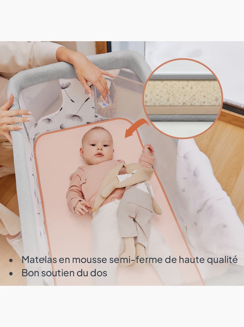 Lit cododo bébé 3en1 LIONELO Aurora - Réglable en hauteur et inclinaison - Matelas et sac inclus gris anthracite - Kiabi