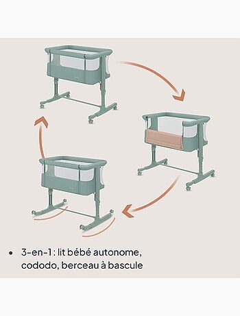 Lit cododo bébé 3en1 LIONELO Aurora - Réglable en hauteur et inclinaison - Matelas et sac inclus