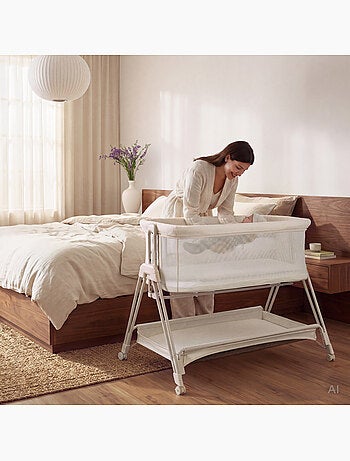 Lit cododo bébé 3en1 LIONELO Luna - Berceau - Réglable en hauteur et inclinaison - Matelas inclus
