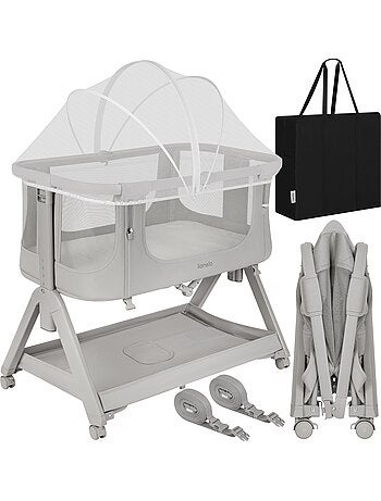 Lit cododo bébé 4en1 lionelo luna - berceau - réglable en hauteur et inclinaison - matelas inclus