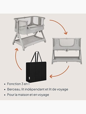 Lit cododo bébé 4en1 lionelo luna - berceau - réglable en hauteur et inclinaison - matelas inclus