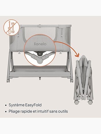 Lit cododo bébé 4en1 lionelo luna - berceau - réglable en hauteur et inclinaison - matelas inclus