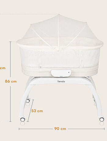 Lit cododo et berceau LIONELO Coral - Lit bébé jusqu’à 9 kg - Roulettes - 5 vitesses - Télécommande