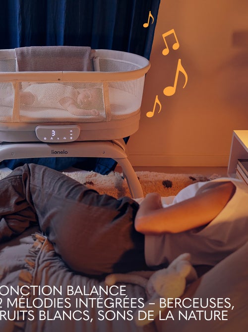 Lit cododo et berceau LIONELO Coral - Lit bébé jusqu’à 9 kg - Roulettes - 5 vitesses - Télécommande - Kiabi