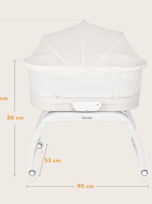 Lit cododo et berceau LIONELO Coral - Lit bébé jusqu’à 9 kg - Roulettes - 5 vitesses - Télécommande - Kiabi