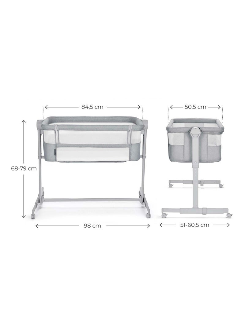 Lit Cododo Kinderkraft NESTE UP 2 avec Matelas Inclus, 5 Hauteurs Réglables et Roues Freinées Gris clair - Kiabi
