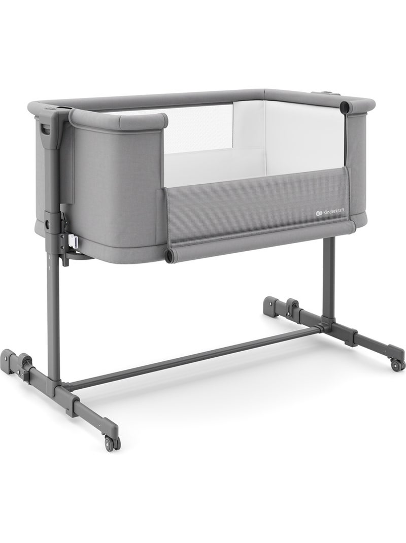 Lit cododo Kinderkraft NESTEE GROW 2 3en1 matelas extensible pieds télescopiques sangles Gris foncé - Kiabi