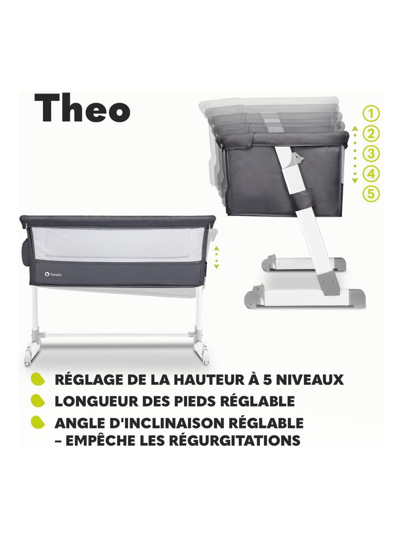 Lit cododo LIONELO Théo 2en1 - Matelas inclus - 0-9 kg - Hauteur et inclinaison réglables Gris clair - Kiabi