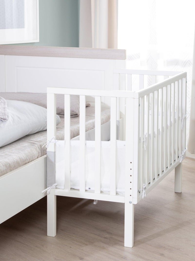 Lit cododo pour nouveau-né avec matelas respirant, barrière et doublure en maille 'Roba' Blanc Blanc Gris - Kiabi