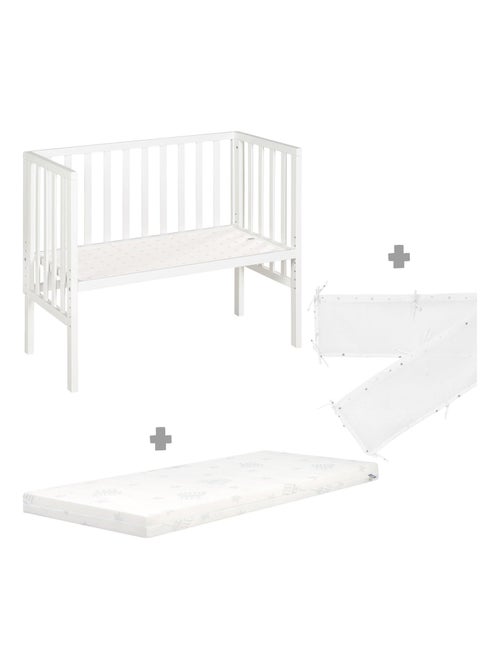 Lit cododo pour nouveau-né avec matelas respirant, barrière et doublure en maille 'Roba' - Kiabi