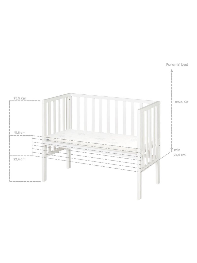 Lit cododo pour nouveau-né avec matelas respirant et barrière en toile 'Roba' Blanc - Kiabi