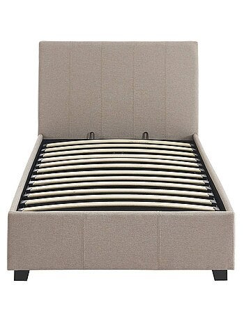 Lit coffre avec sommier à lattes et tête de lit 90 x 190cm finition tissu Avalon