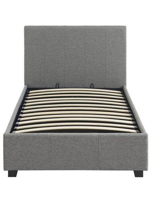 Lit coffre avec sommier à lattes et tête de lit 90 x 190cm finition tissu Avalon - Kiabi Lit coffre avec sommier à lattes et tête de lit 90 x 190cm finition tissu Avalon - Kiabi