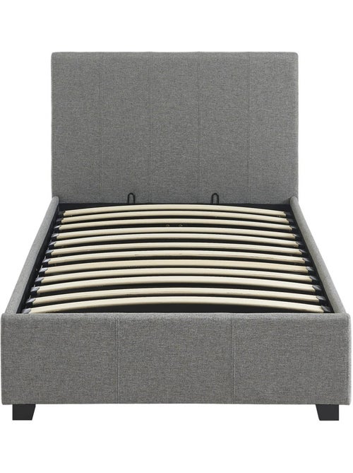 Lit coffre avec sommier à lattes et tête de lit 90 x 190cm finition tissu avalon - Kiabi Lit coffre avec sommier à lattes et tête de lit 90 x 190cm finition tissu avalon - Kiabi