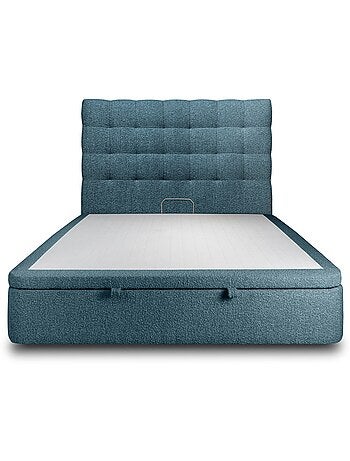 Lit coffre avec tête de lit capitonnée Bouclette