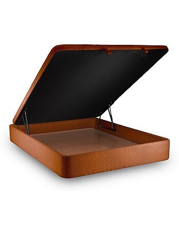 Lit coffre avec tête de lit capitonnée Bouclette