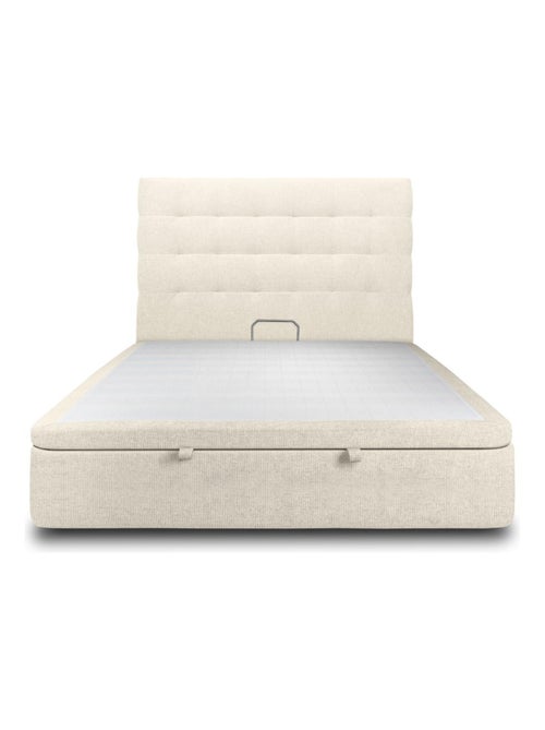 Lit coffre avec tête de lit capitonnée Tissu - Kiabi